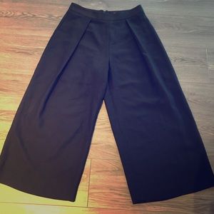 Wide Leg Black Pleated Culottes